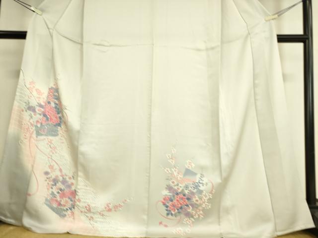平和屋着物▽訪問着 単衣 色紙花鳥文 正絹 逸品 DAAS0941az