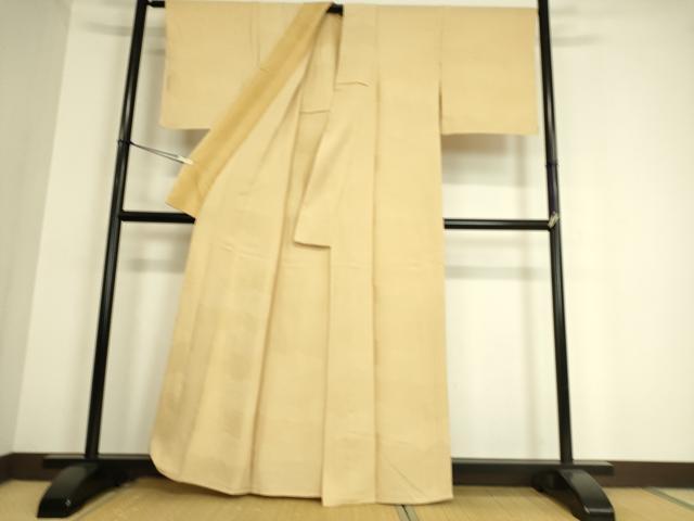 平和屋着物▽上質な色無地 単衣 雲取流水地紋 薄香色 正絹 逸品 DAAS0951az