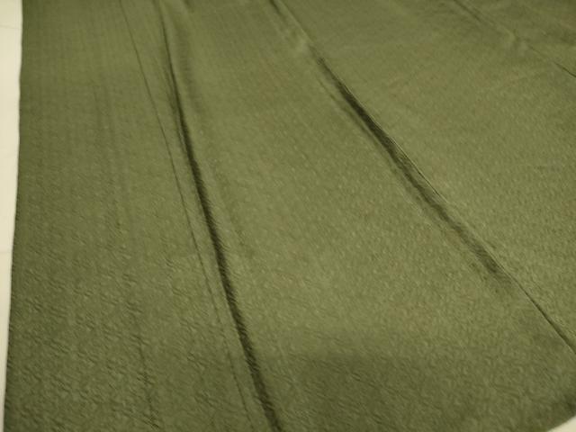 平和屋着物▽上質な色無地 単衣 花繋ぎ地紋 藍海松茶色 正絹 逸品 DAAS0985az
