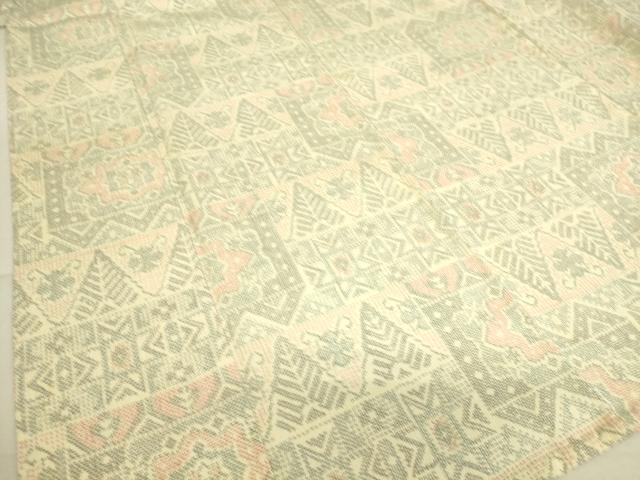 平和屋着物▽本塩沢 単衣 幾何学花文 正絹 逸品 DAAS0975az