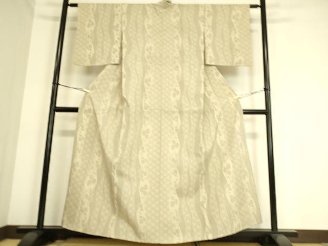 平和屋着物▽本塩沢 単衣 立涌麻の葉文 110亀甲 さが美扱い 正絹 逸品 DAAS0978az