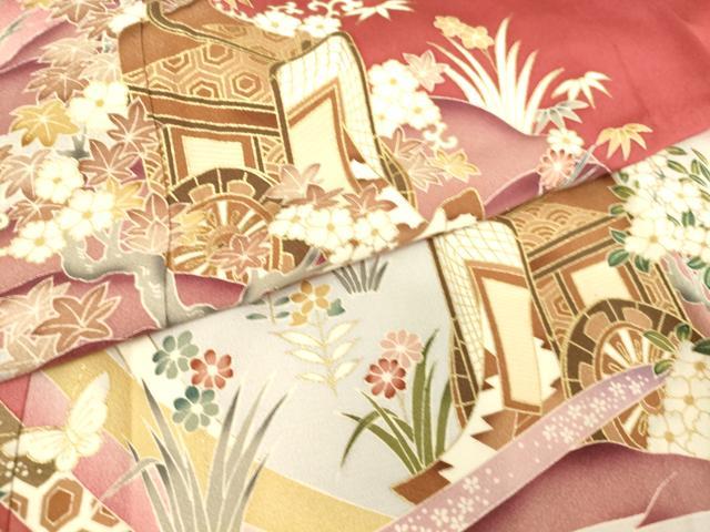 平和屋着物▽豪華色留袖 単衣 御所車花文 暈し染め 金彩 正絹 逸品 DAAS0992az
