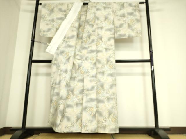 平和屋着物▽上質な紬 単衣 正倉院花文 正絹 逸品 DAAS1000az