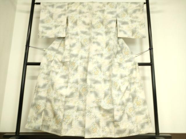 平和屋着物▽上質な紬 単衣 正倉院花文 正絹 逸品 DAAS1000az