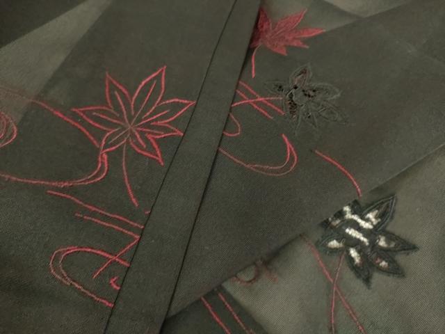 平和屋着物▽羽織 スリーシーズン 春夏秋 塵除け 総刺繍 紗 竜田川文 黒地 正絹 逸品 DAAT9014az
