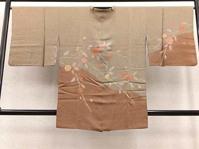 平和屋着物∞道行コート ロング丈 絞り 枝花文 金彩 正絹 逸品 BAAT8927gt
