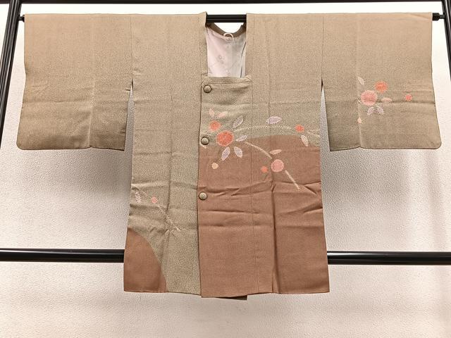 平和屋着物∞道行コート ロング丈 絞り 枝花文 金彩 正絹 逸品 BAAT8927gt
