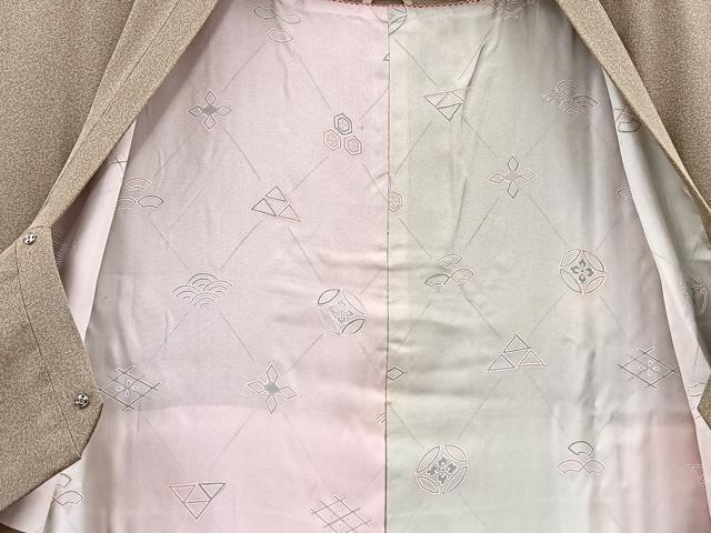 平和屋着物∞道行コート ロング丈 絞り 枝花文 金彩 正絹 逸品 BAAT8927gt