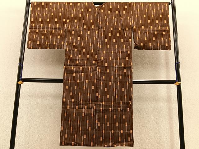 平和屋着物∞道行コート 単衣 ロング丈 幾何学文様 正絹 逸品 BAAT8932gt