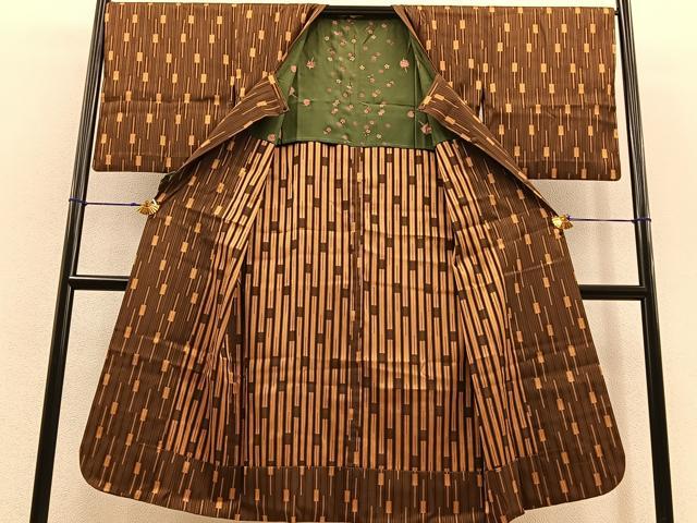 平和屋着物∞道行コート 単衣 ロング丈 幾何学文様 正絹 逸品 BAAT8932gt