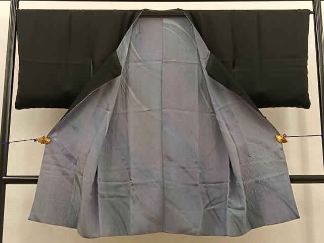 平和屋着物#道行コート ロング丈 リバーシブル ふくれ織 流線文 暈し染め 反端付き 正絹 逸品 未使用 BAAT8965gt