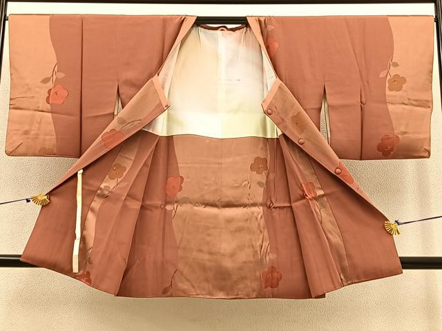 平和屋着物∞道行コート ロング丈 花 正絹 逸品 BAAT8962gt