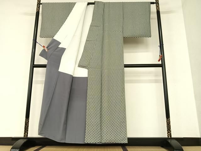 平和屋着物●上質な小紋 麻の葉文様 正絹 逸品 AAAV7469zg
