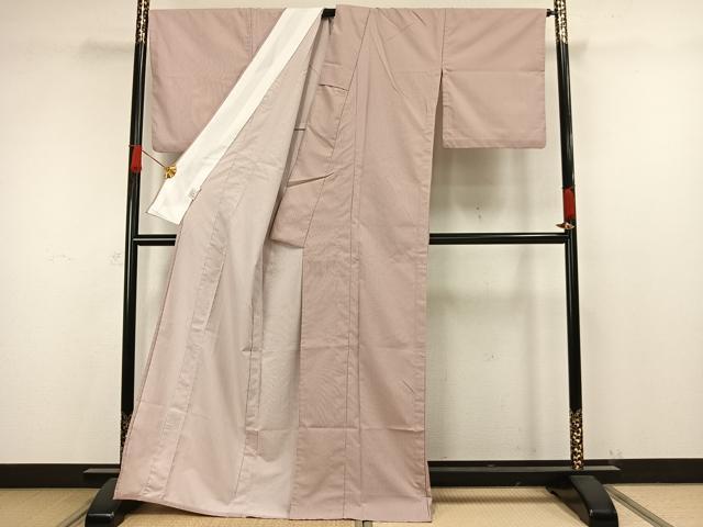 平和屋着物▽江戸小紋 単衣 万筋 ピンク色×紫色 洗える着物 AAAW7666fy