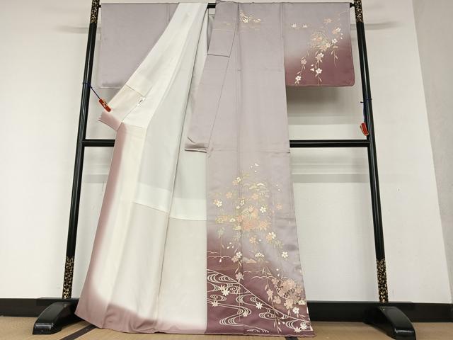 平和屋着物●訪問着 流水雪輪花文 暈し染め 金彩 正絹 逸品 AAAW9070zg