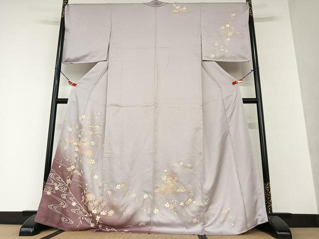 平和屋着物●訪問着 流水雪輪花文 暈し染め 金彩 正絹 逸品 AAAW9070zg
