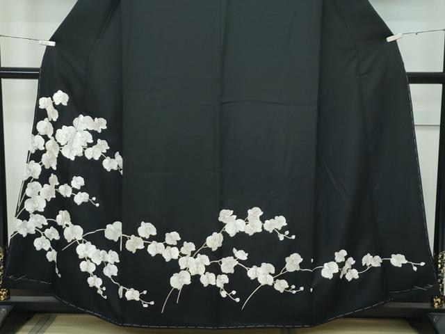 平和屋本店■極上 訪問着 総手刺繍 胡蝶蘭 黒地 金糸 逸品 CZAA2795s5
