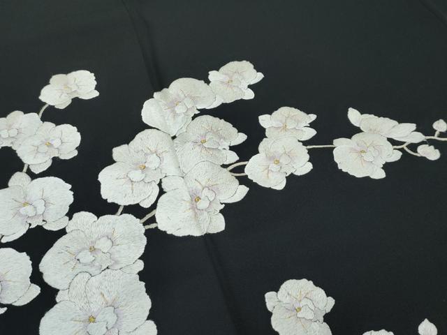 平和屋本店■極上 訪問着 総手刺繍 胡蝶蘭 黒地 金糸 逸品 CZAA2795s5