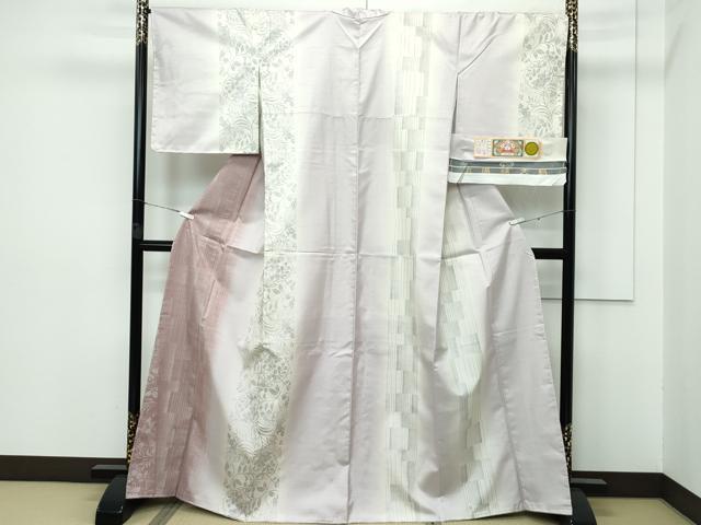 平和屋本店■極上 訪問着 本場大島紬地 白大島 雪輪花唐草間道 まさき織物謹製 証紙付き 逸品 未使用 CZAA2814s5
