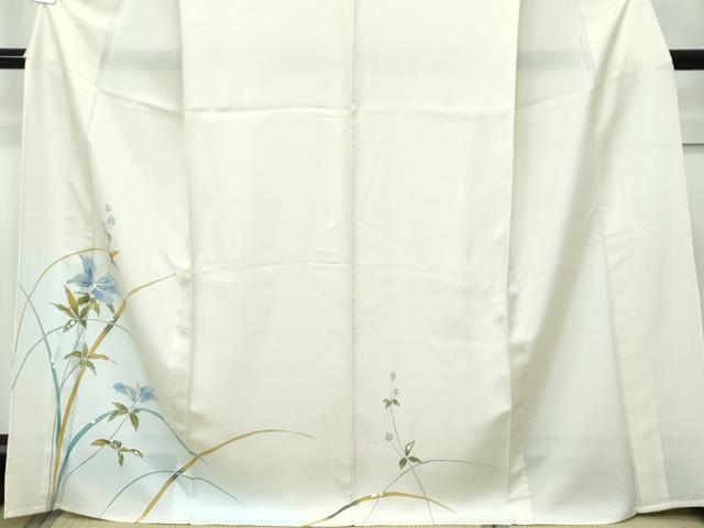 平和屋本店*極上 夏物 訪問着 絽 草花文 暈し染め 金彩 砥粉色地 反端付き 逸品 未使用 CZAA2819s5