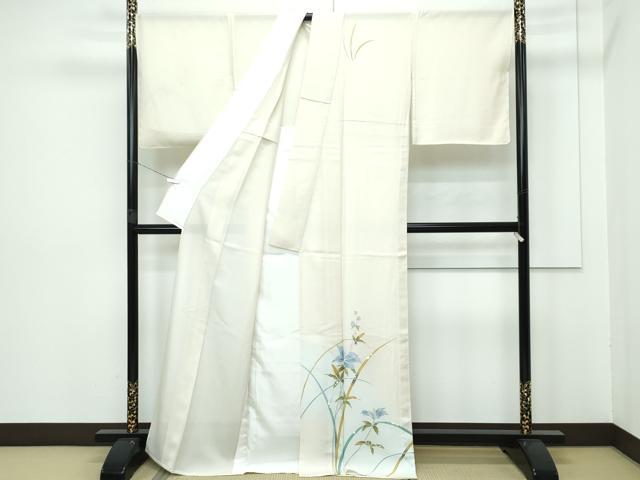 平和屋本店*極上 夏物 訪問着 絽 草花文 暈し染め 金彩 砥粉色地 反端付き 逸品 未使用 CZAA2819s5