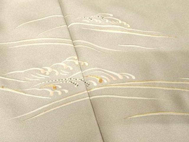 平和屋着物●室町 京正 訪問着 友禅 駒刺繍 波文様 金糸 正絹 逸品 AAAZ3010np
