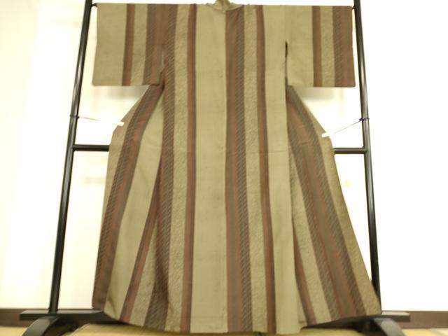 平和屋着物▽上質な小紋 単衣 紬地 花間道 正絹 逸品 DAAT9124az