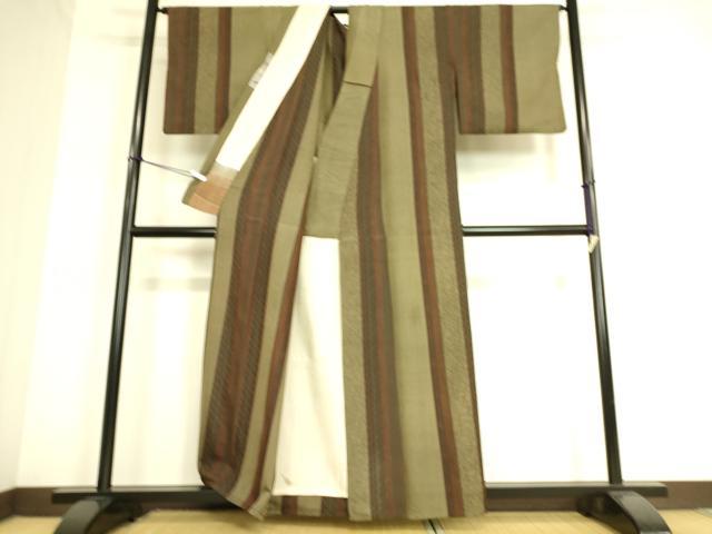 平和屋着物▽上質な小紋 単衣 紬地 花間道 正絹 逸品 DAAT9124az