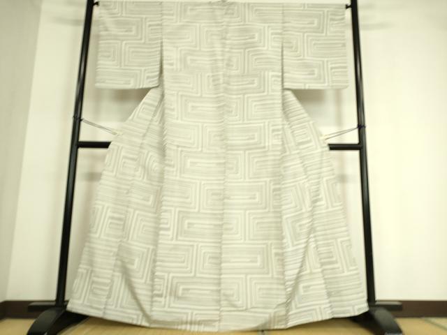 平和屋着物▽上質な紬 単衣 幾何学文 正絹 逸品 DAAT9146az