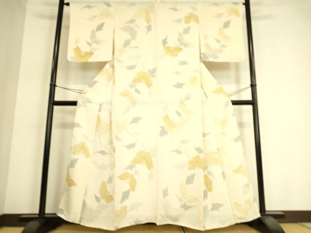 平和屋着物▽上質な小紋 単衣 地紋起こし 草花文 正絹 逸品 DAAT9139az