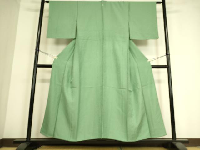 平和屋着物▽上質な色無地 単衣 霞地紋 青竹色 正絹 逸品 DAAT9140az