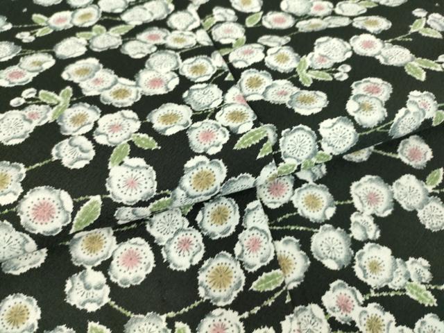 平和屋着物▽小紋 単衣 枝花文 黒地 洗える着物 DAAT9190az