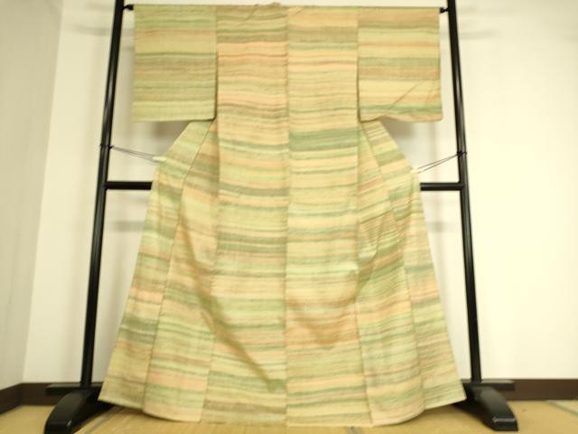 平和屋着物▽上質な紬 単衣 縞 正絹 逸品 DAAT9201az