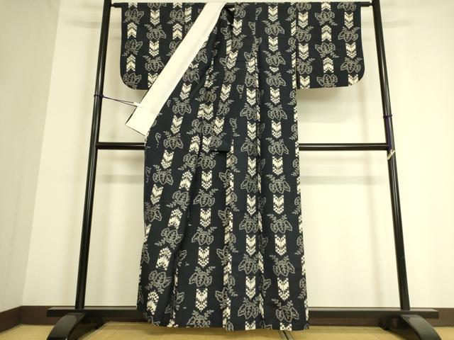 平和屋着物▽上質な紬 単衣 桐文 正絹 逸品 DAAT9101az