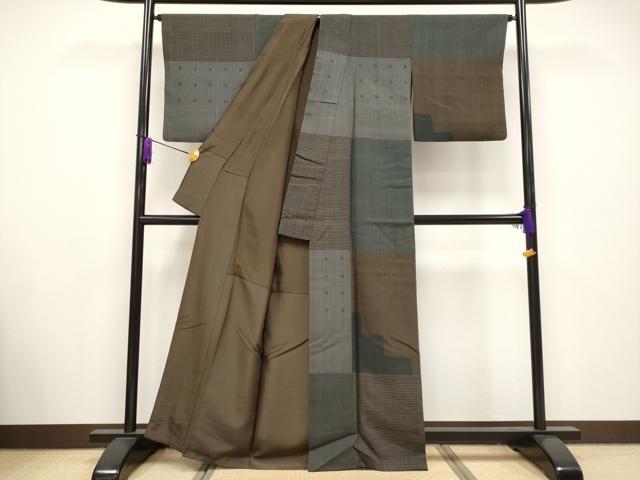平和屋本店●極上 Maru Factory 丸山正 紬 刺繍 横段文 逸品 CYAA2623s5