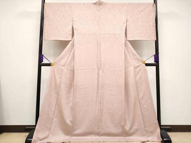 平和屋本店■極上 紋屋井関 御寮織 お召 色無地 桐竹鳳凰地紋 水柿色地 証紙付き 逸品 CYAA2632s5
