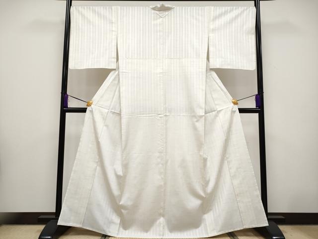 平和屋本店■極上 本場筑前博多織 紬 単衣 献上柄 白地 逸品 CYAA2630s5