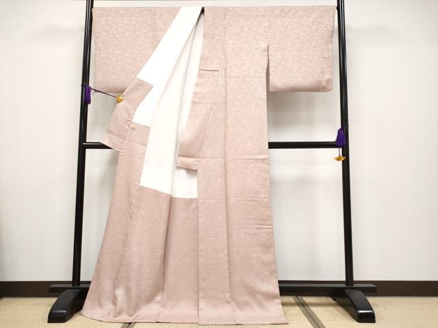 平和屋本店■極上 紋屋井関 御寮織 お召 色無地 桐竹鳳凰地紋 水柿色地 証紙付き 逸品 CYAA2632s5