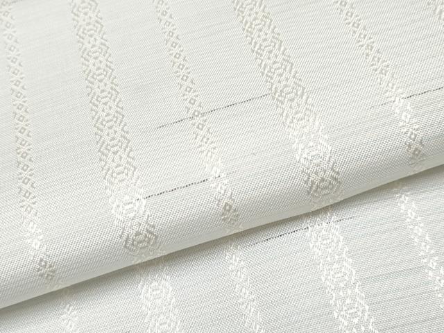 平和屋本店■極上 本場筑前博多織 紬 単衣 献上柄 白地 逸品 CYAA2630s5