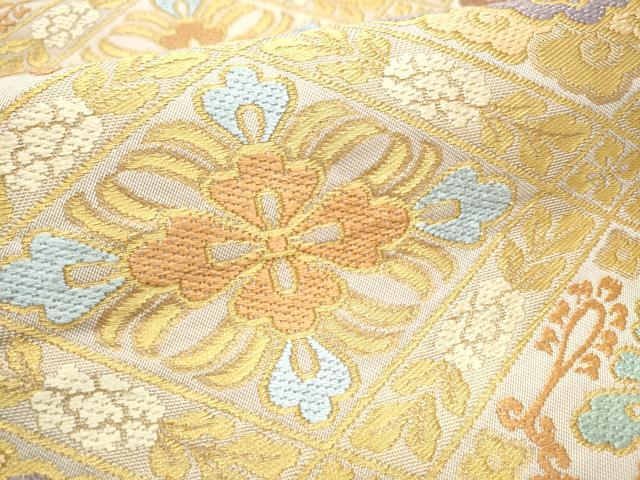 平和屋着物●西陣 川島織物 六通柄 本袋帯 菱花唐草文 金糸 正絹 逸品 CAAT8319hy