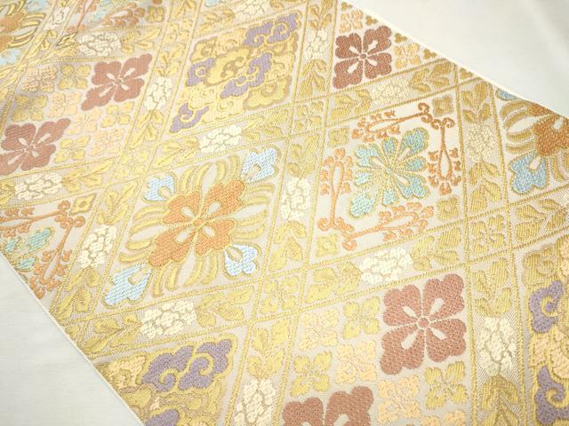 平和屋着物●西陣 川島織物 六通柄 本袋帯 菱花唐草文 金糸 正絹 逸品 CAAT8319hy