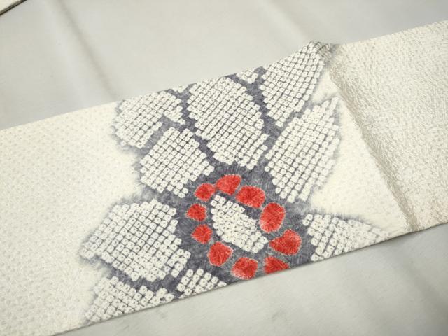 平和屋着物●名門 藤娘きぬたや・総絞り 九寸名古屋帯 舞花文 正絹 逸品 CAAT8326hy
