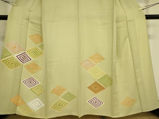 平和屋着物▽銀座 志ま亀 訪問着 単衣 駒刺繍 入子菱 正絹 逸品 DAAT9138az