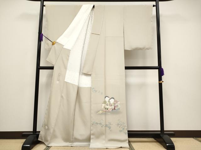 平和屋本店■極上 二代目・由水十久 本加賀友禅 色留訪問着 寒山拾得 練色地 たとう紙付き 逸品 未使用 CYAA2740s5