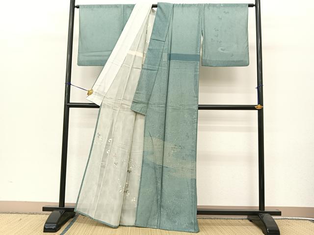 平和屋着物▽訪問着 無双 紗袷 紗×紗 リボン織 草花文 正絹 逸品 BAAT9148yc