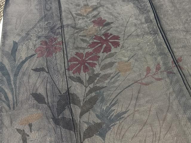 平和屋着物▽訪問着 無双 紗袷 紗×絽 草花文 正絹 逸品 BAAT9149yc