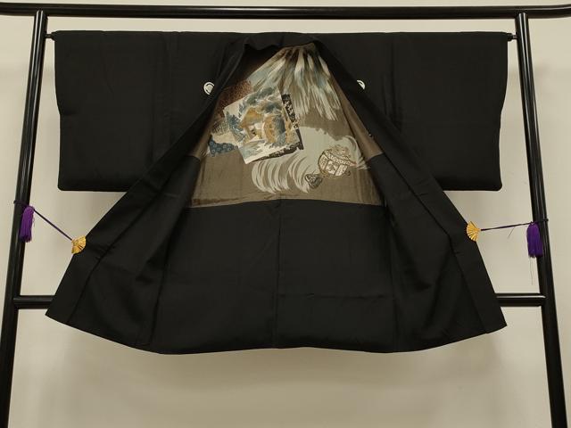 平和屋着物#男性 長羽織 黒紋付き 正絹 逸品 CAAT5809id