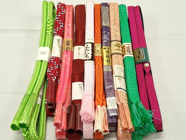 平和屋本店■和装小物 帯締め10本 京くみひも 佐賀錦 くみ紐 金糸 伊勢丹扱い 逸品 未使用 DZAA11156kh5