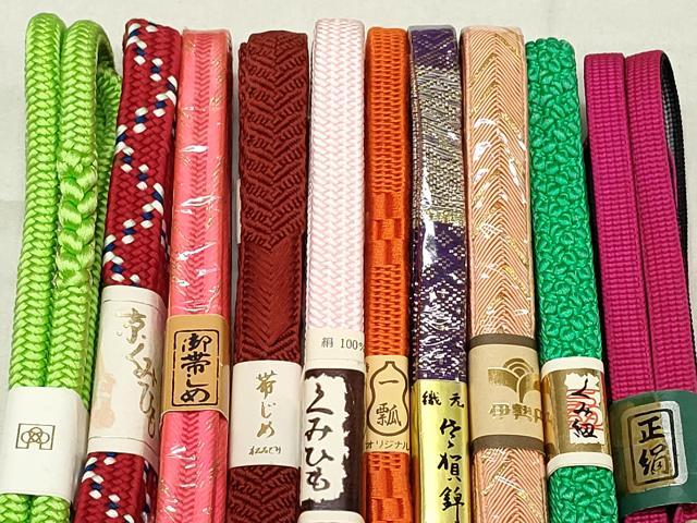 平和屋本店■和装小物 帯締め10本 京くみひも 佐賀錦 くみ紐 金糸 伊勢丹扱い 逸品 未使用 DZAA11156kh5