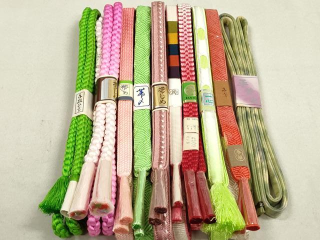 平和屋着物●和装小物 帯締め10本 手染め 手組ひも ラメ糸 逸品 未使用 DAAT0692by